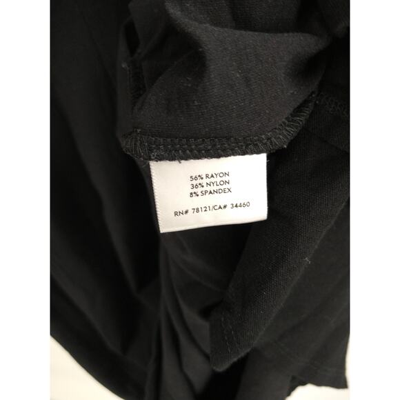 Eileen Fisher A-Line Dress L Deep V-Neck 3/4 Sleeve Crepe Stretch Casual Black - Picture 7 of 8